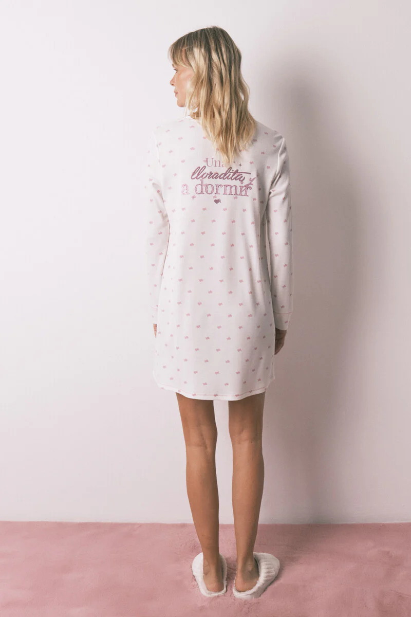 Waffle fabric midi nightgown - Image 3