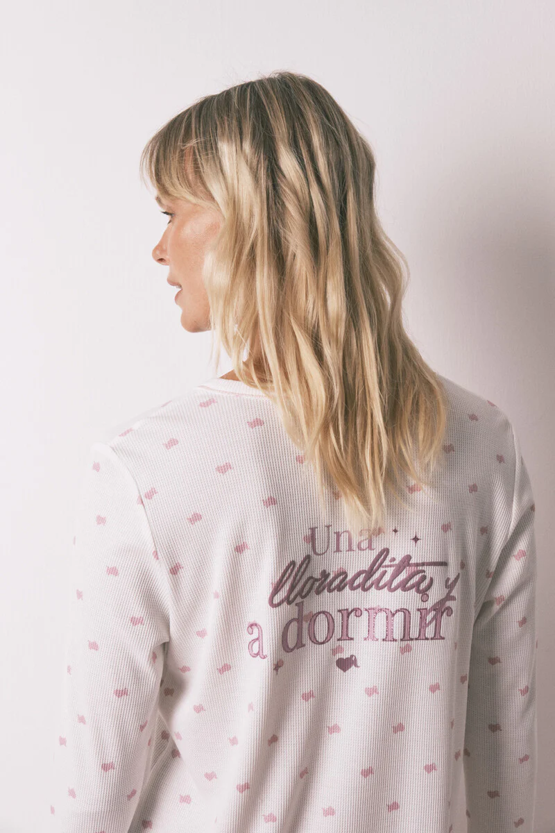 Waffle fabric midi nightgown - Image 4