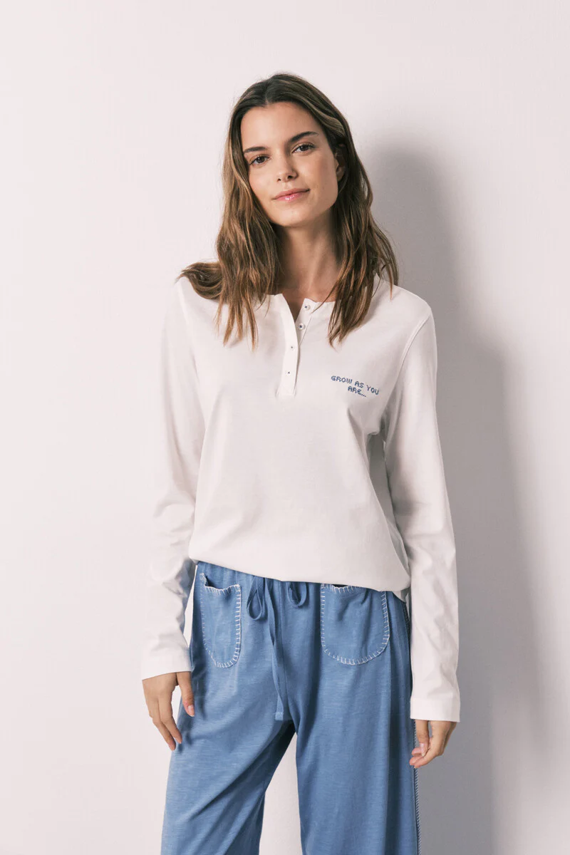 White 100% cotton long sleeve T-shirt