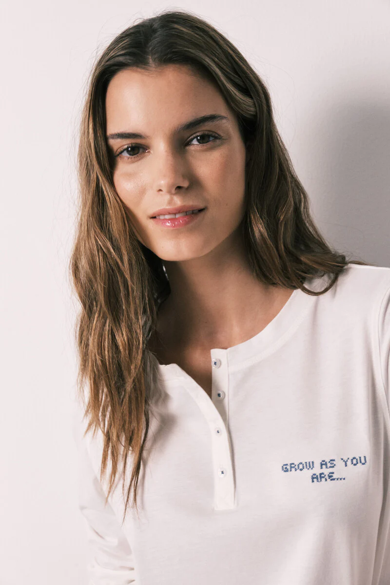 White 100% cotton long sleeve T-shirt - Image 2