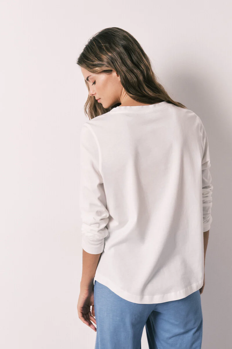 White 100% cotton long sleeve T-shirt - Image 3