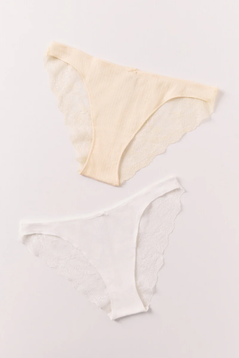 White and yellow 2-pack classic cotton panties - Image 2
