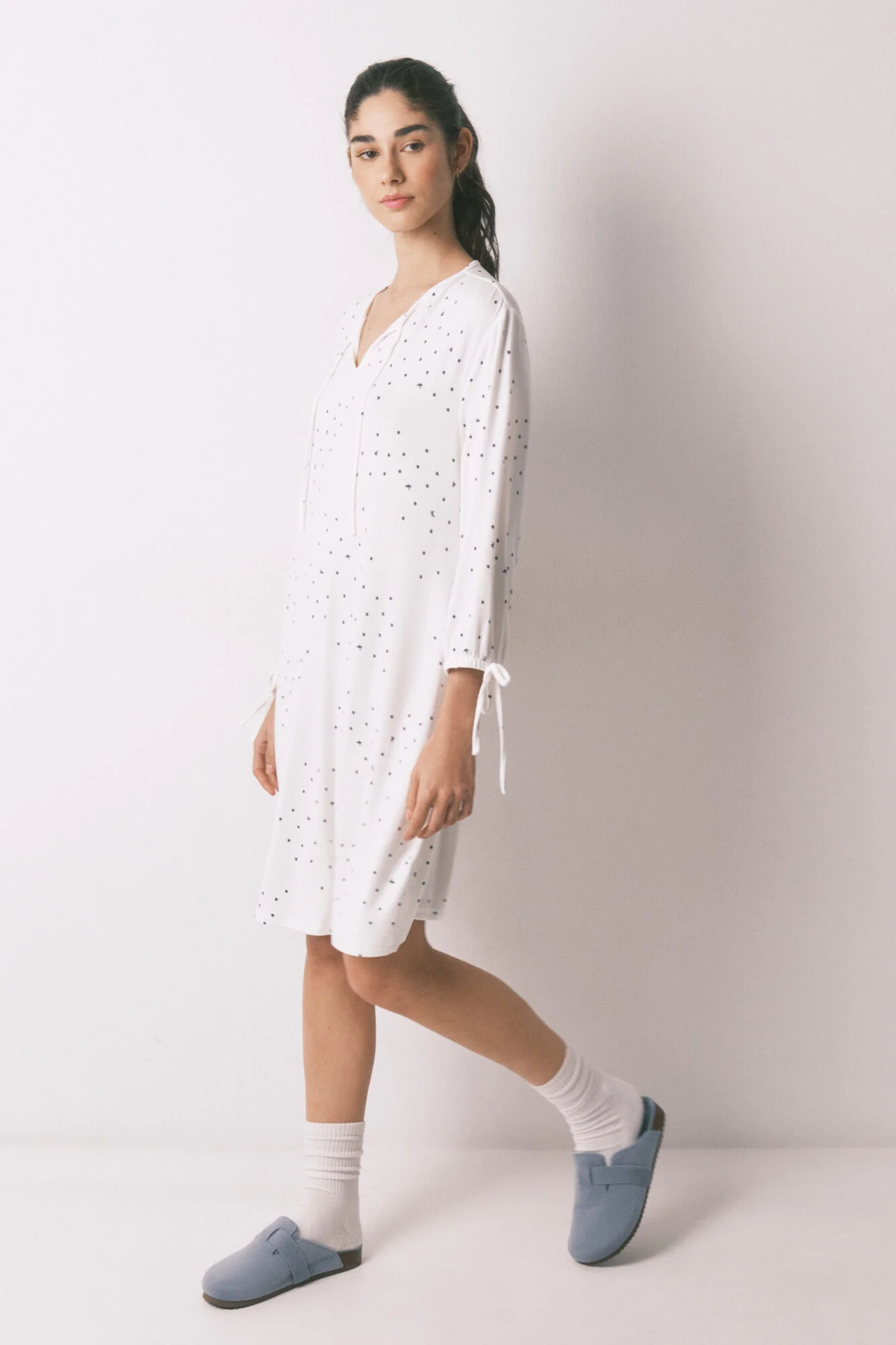 White bird print midi nightgown - Image 3