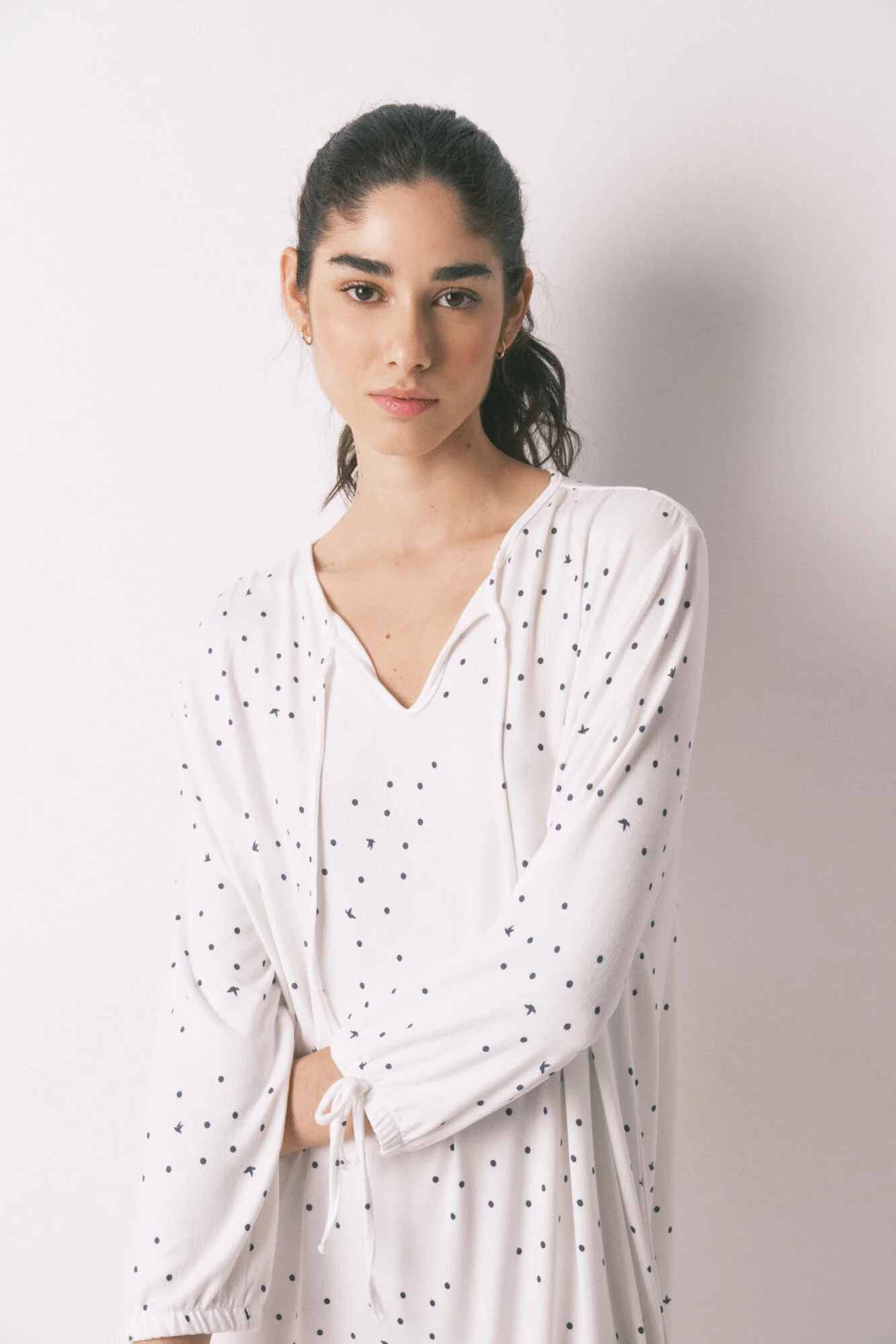 White bird print midi nightgown - Image 6