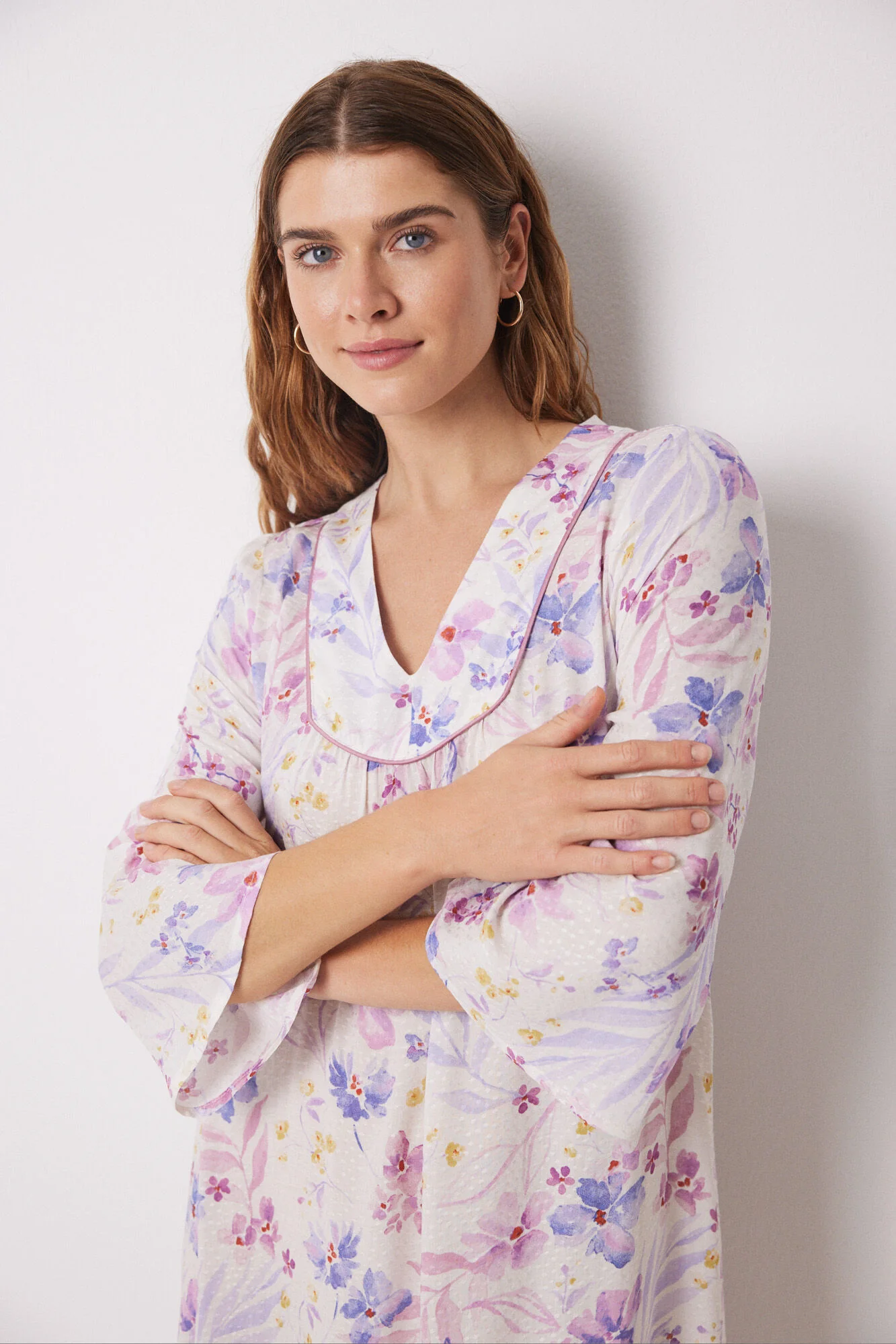 Floral print viscose midi nightgown - Image 2