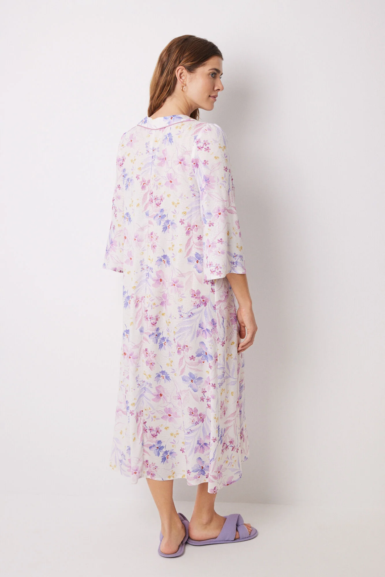 Floral print viscose midi nightgown - Image 3