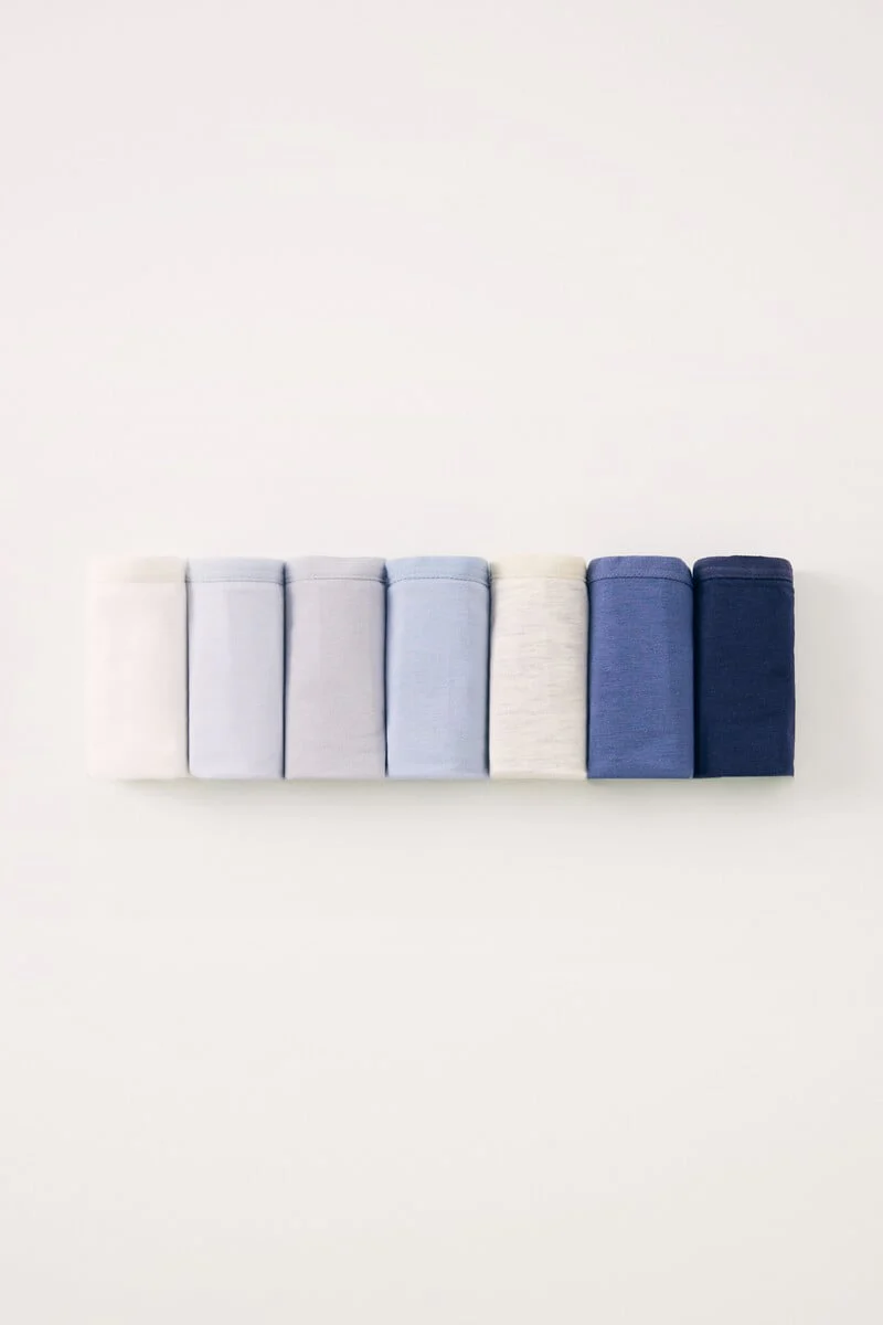 Pack of 7 classic cotton panties in blue tones