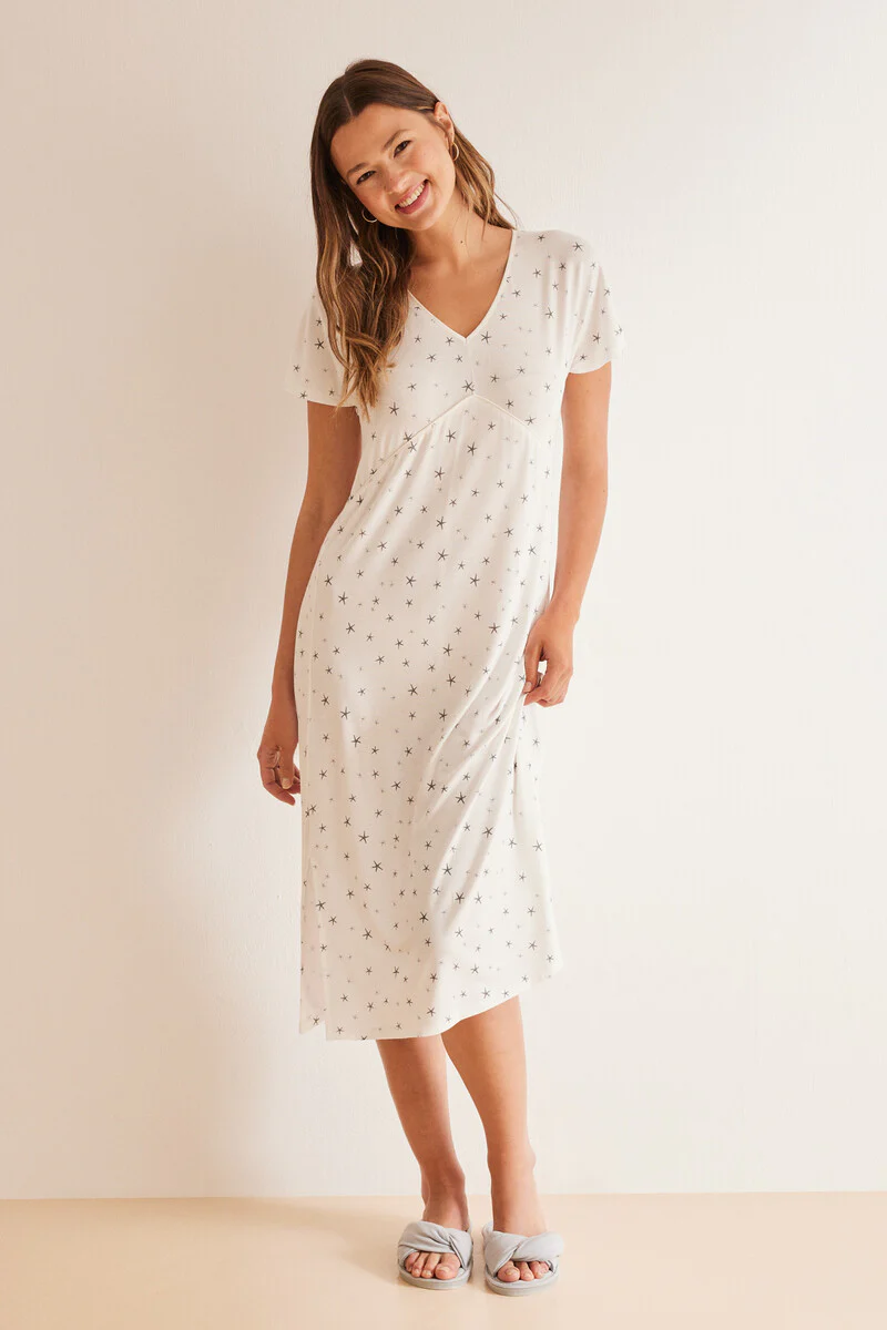Grey star midi nightgown