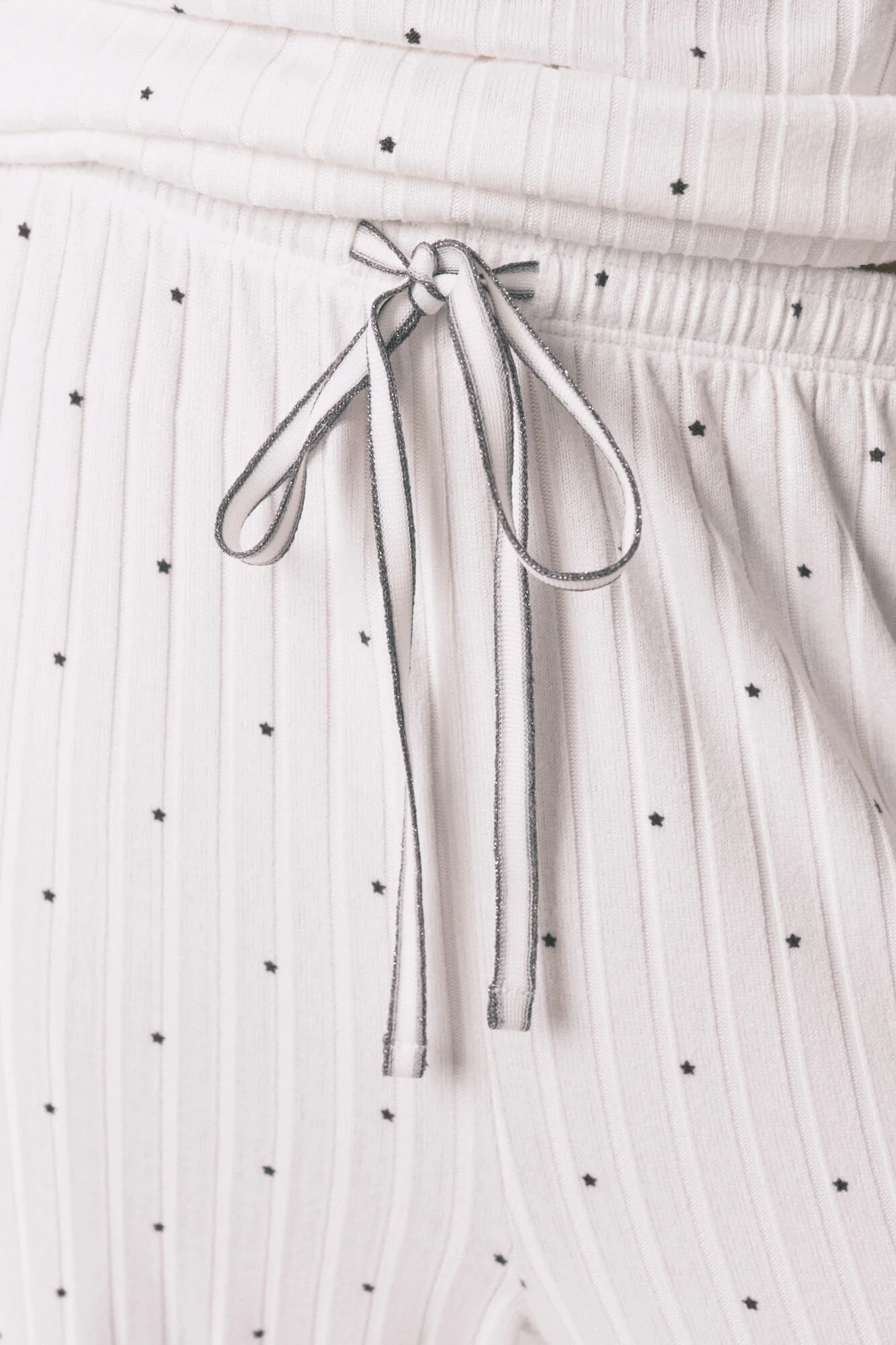 White ribbed star print pyjamas - Image 3