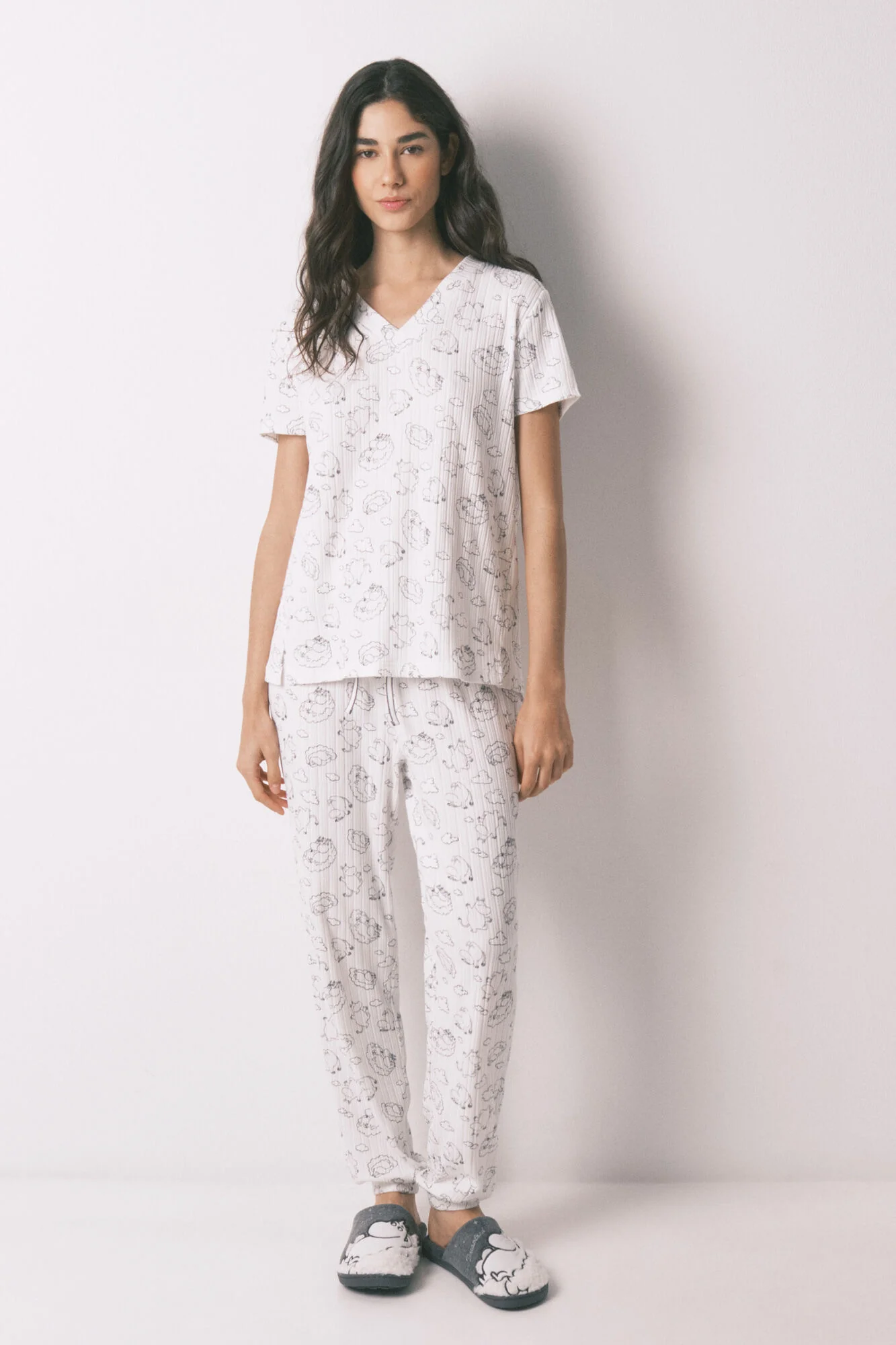 White soft ribbed Moomin print pyjamas - Image 2