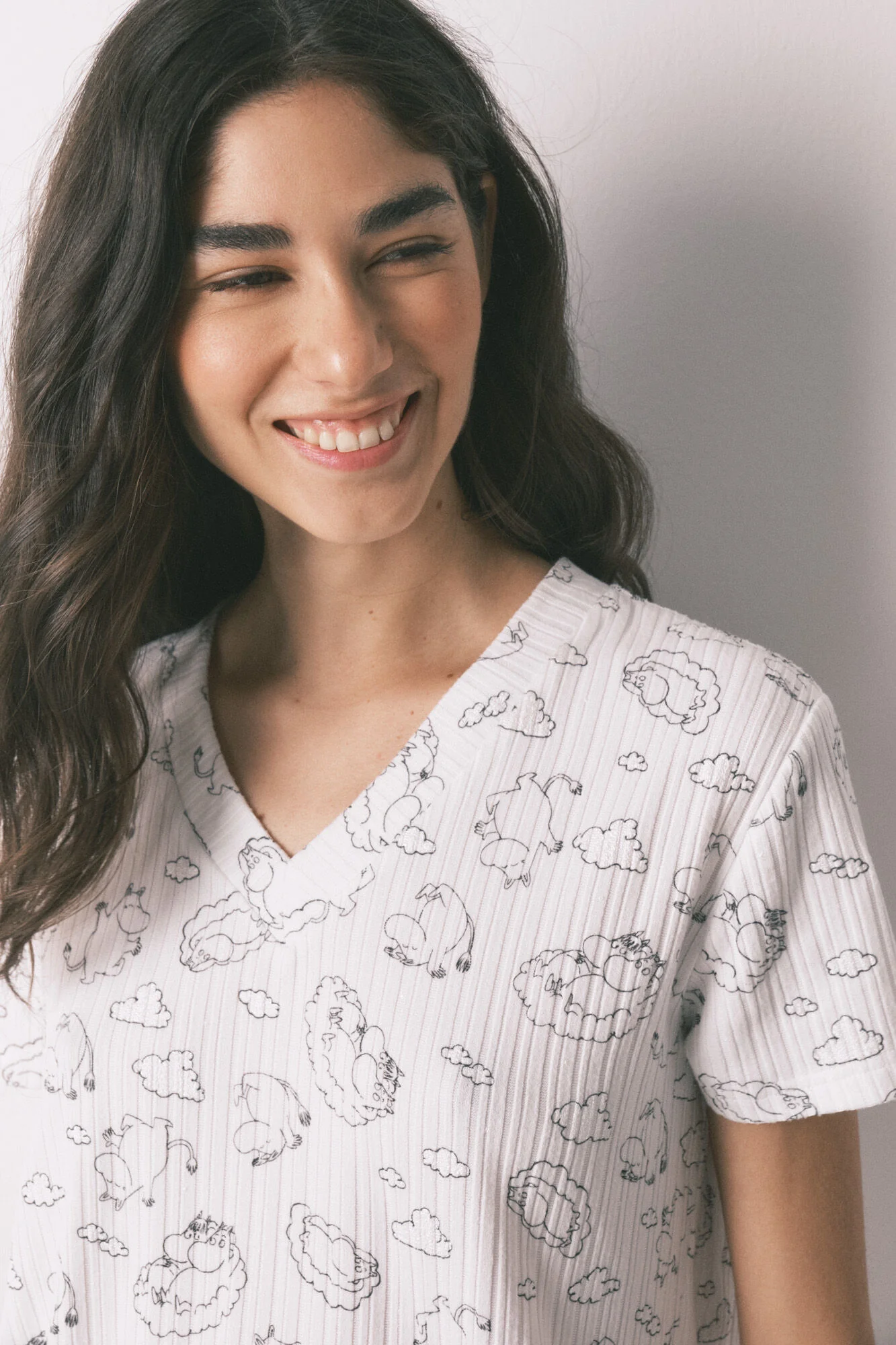 White soft ribbed Moomin print pyjamas - Image 3