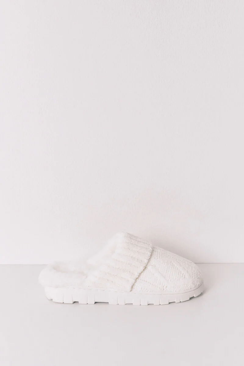 White tricot jersey-knit slippers - Image 6