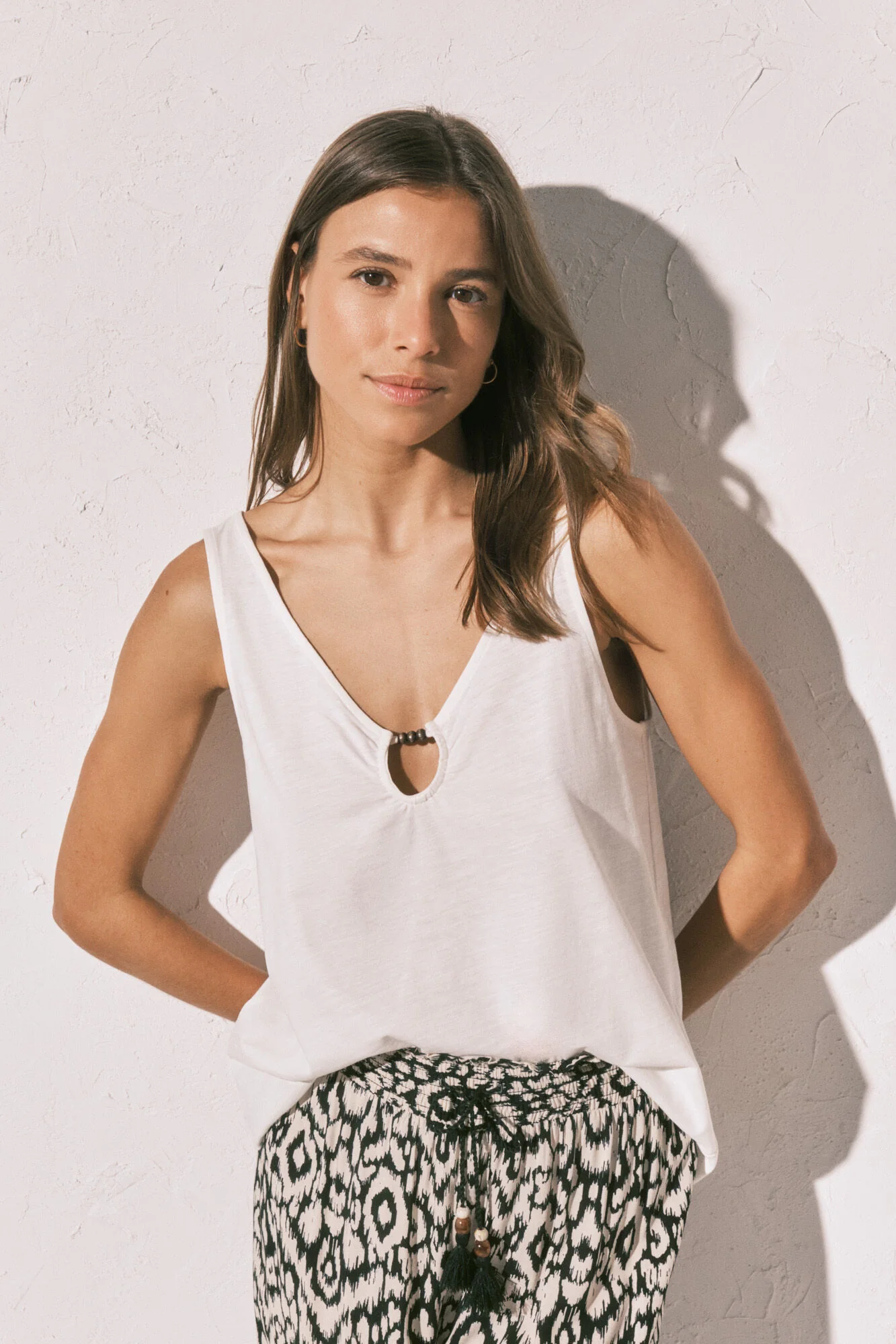White wide strap vest top