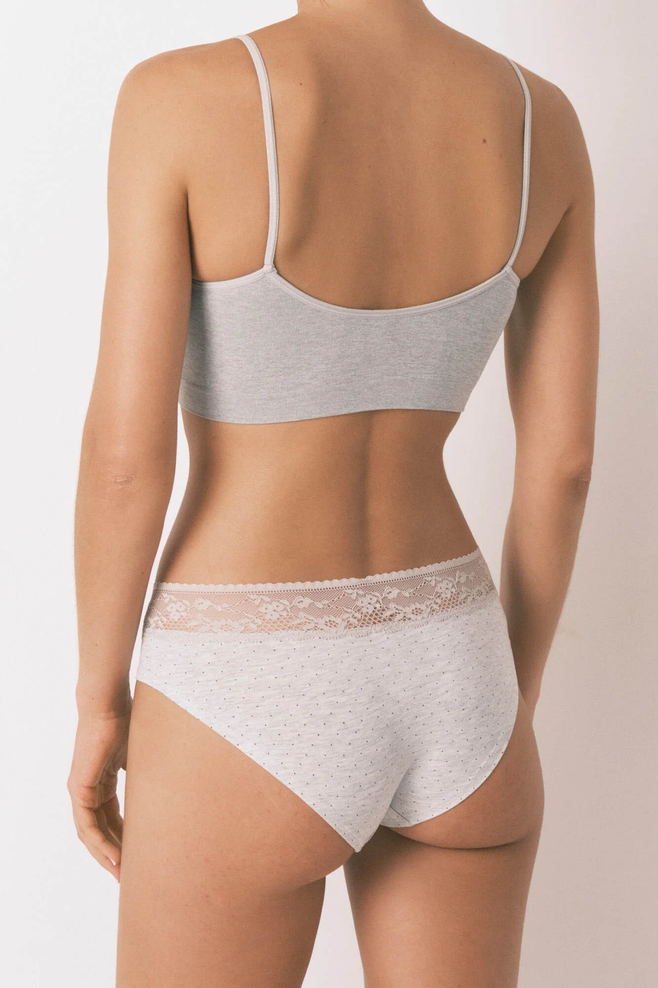 Wide cotton panty with medium grey lace print - Image 2