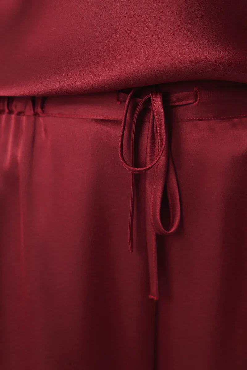 Garnet satin robe, top and pyjamas trouser set - Image 3