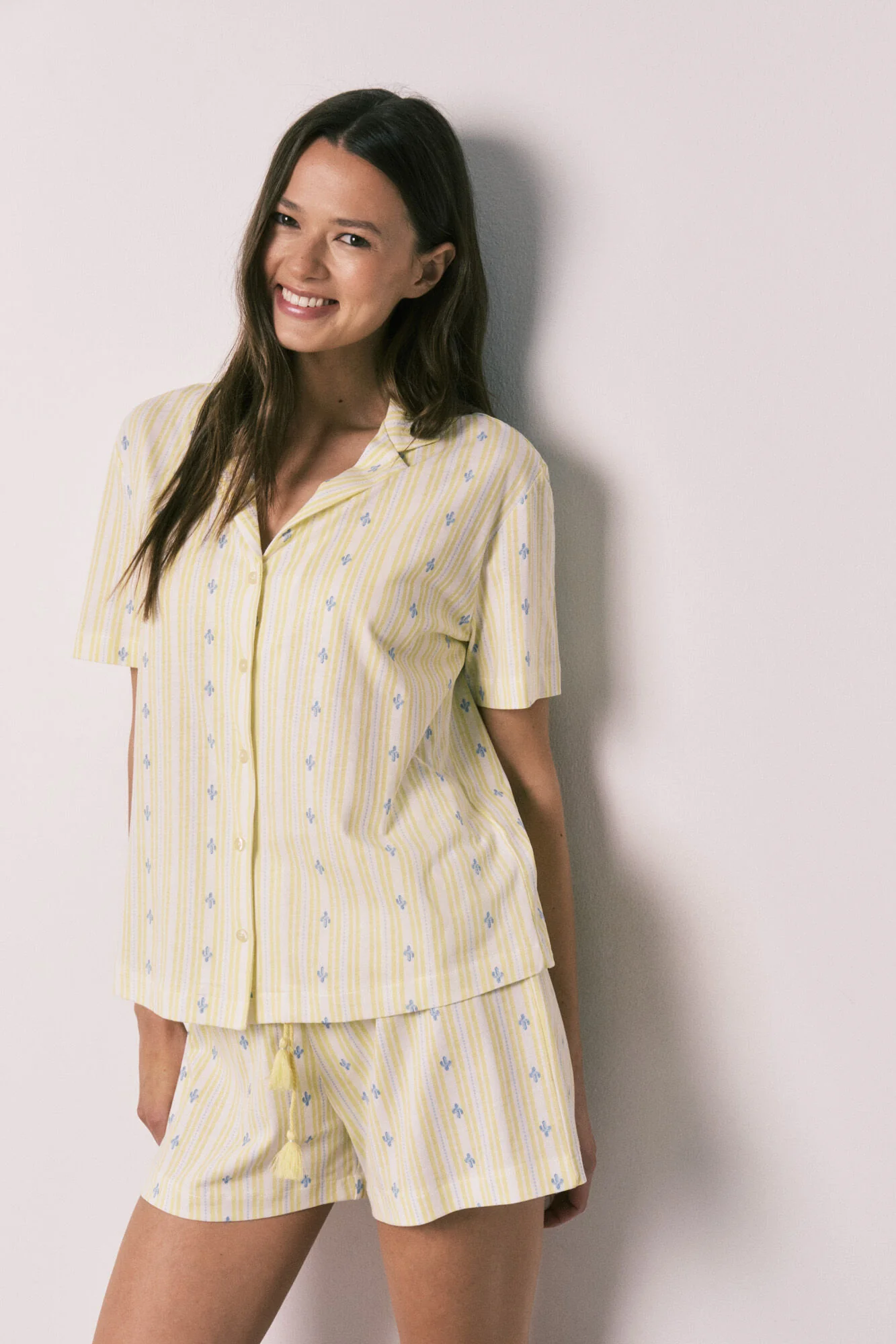 Yellow cotton classic short pyjamas
