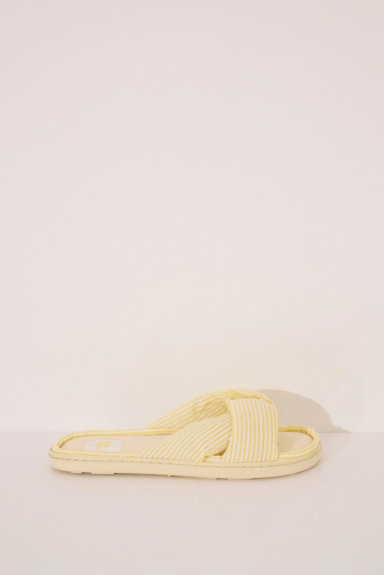Yellow seersucker slippers