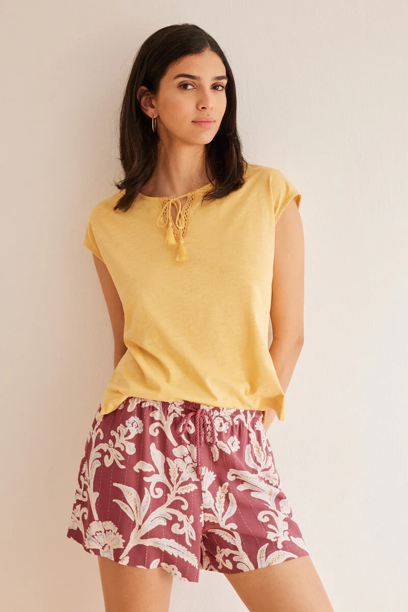 Yellow slub textured T-shirt - Image 2